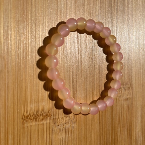 Elegant Pink and Yellow Bohemian Style 8mm Beaded Bracelet Unisex - Picture 4 of 10